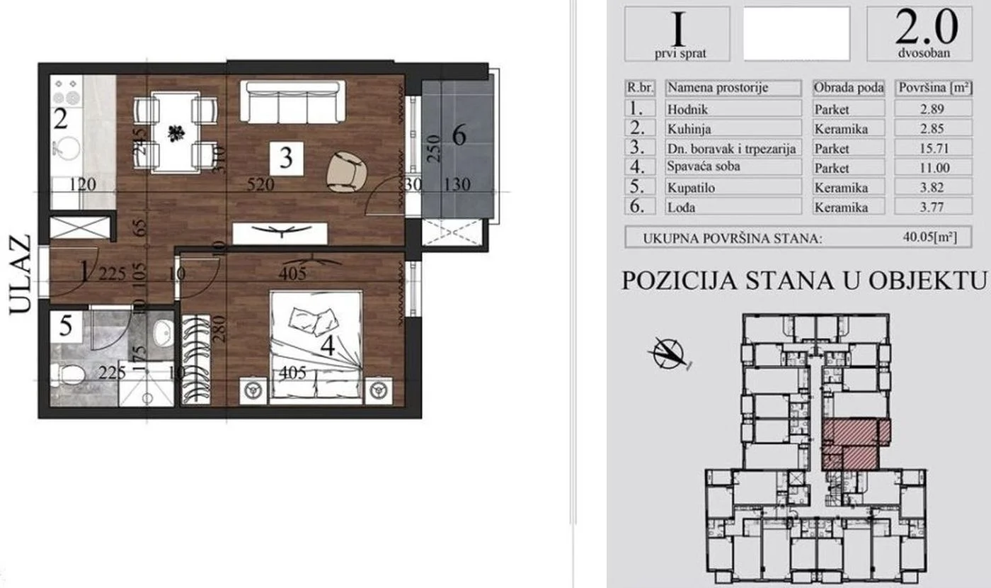 stan na prodaju Novi Sad, 40m2 545620