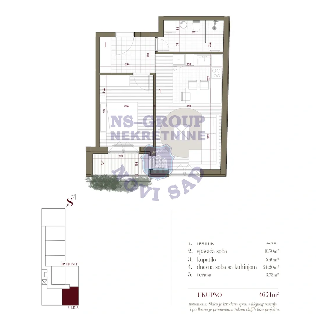 stan na prodaju Novi Sad, 47m2 557512