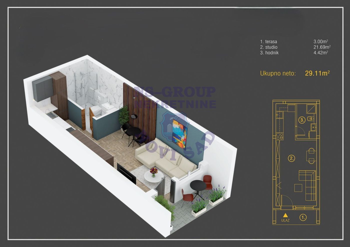 stan na prodaju Petrovaradin, 29m2 563685