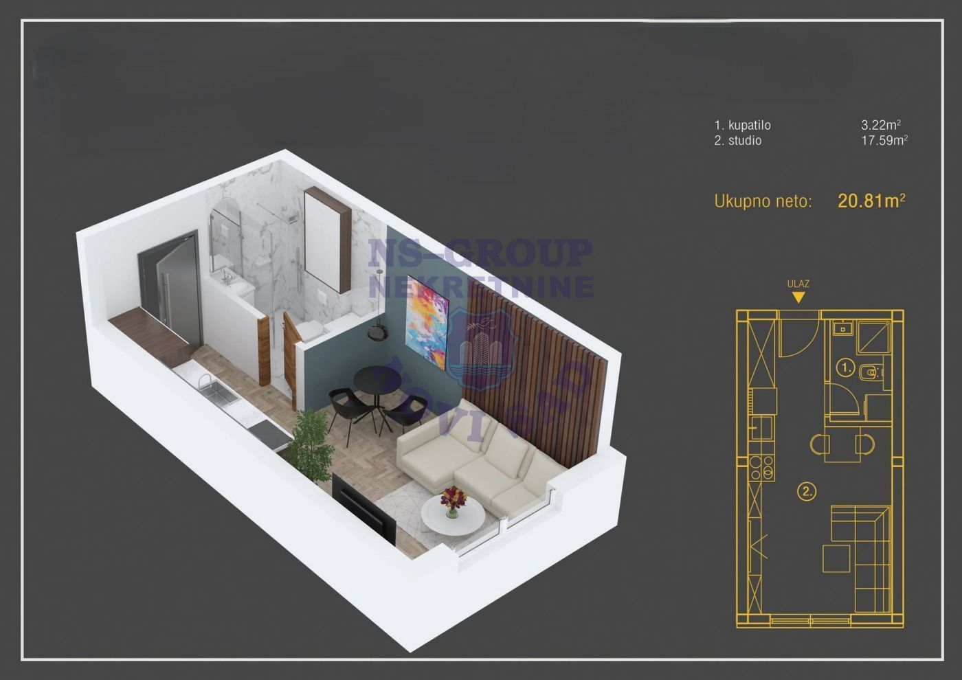 stan na prodaju Petrovaradin, 21m2 563598
