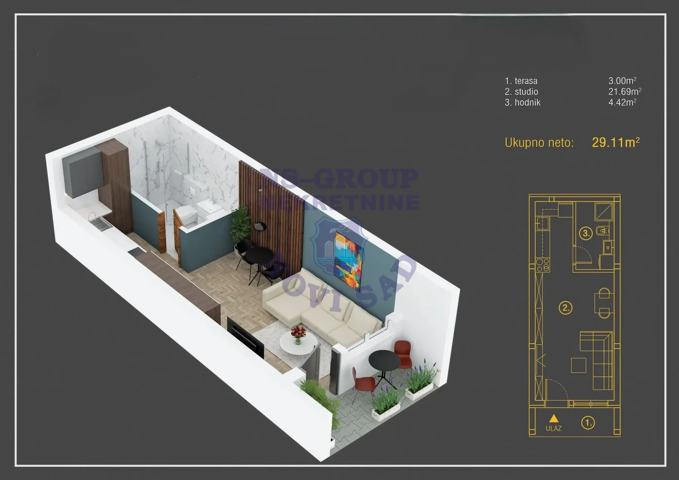 stan na prodaju Petrovaradin, 29m2 563447
