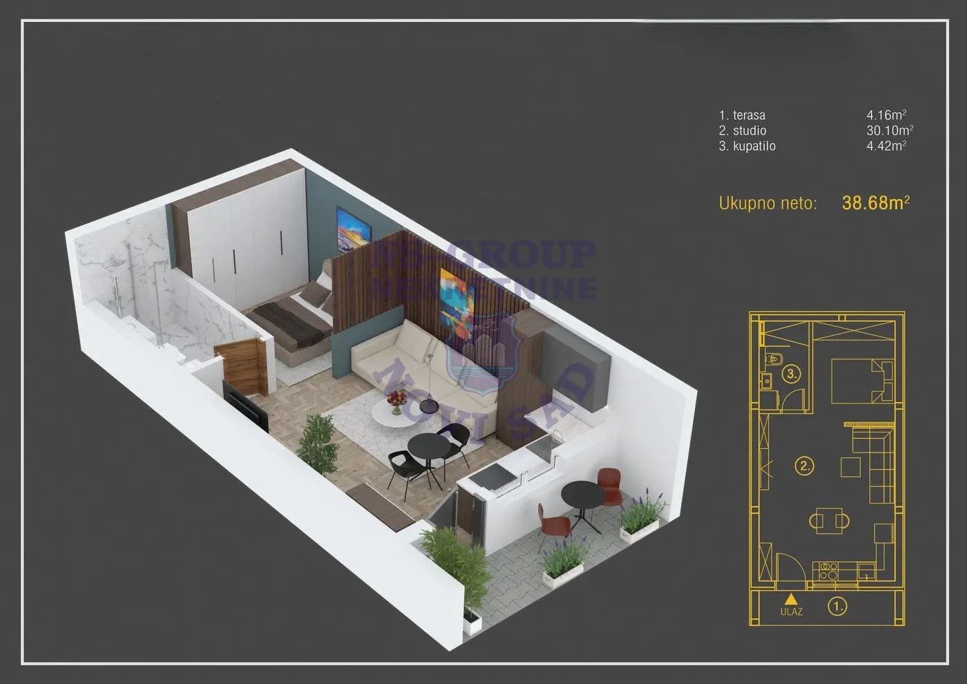 stan na prodaju Petrovaradin, 39m2 563446