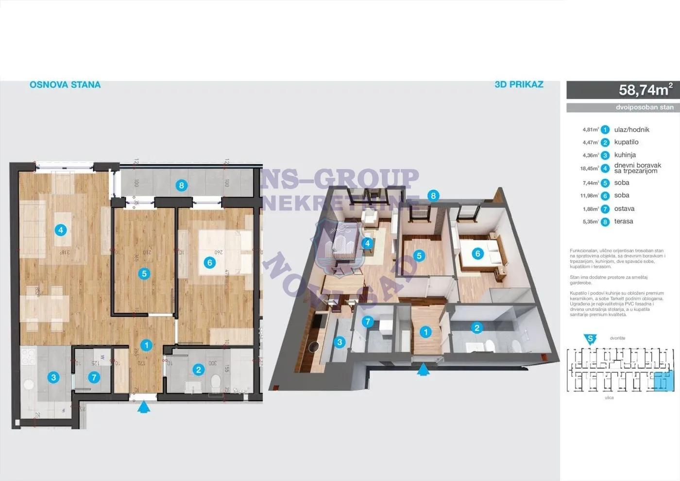 stan na prodaju Novi Sad, 59m2 562846